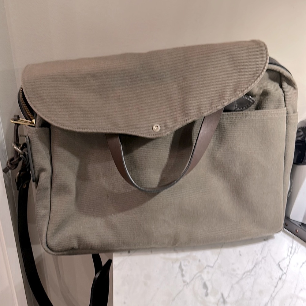 Folsom rugged olive green briefcase, computer case - never used.